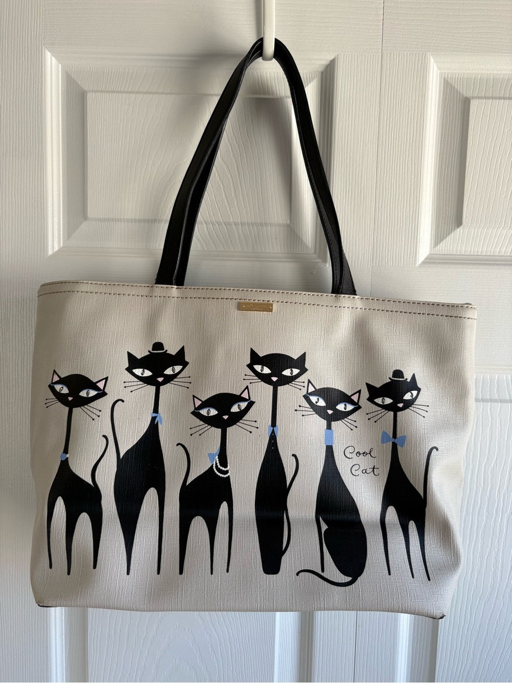 Kate Spade Large Jazz Things Up Cool Black Cat Kitty Francis Tote Purse Bag Rare